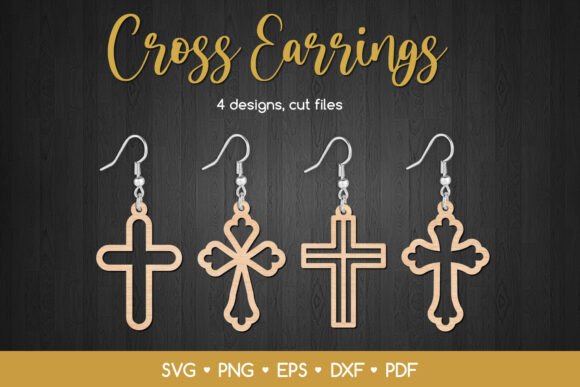 Download Cross Earrings SVG Laser Cut Files - Earrings Collection