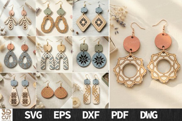 Download Boho Wood Earrings SVG Bundle - Earrings Collection