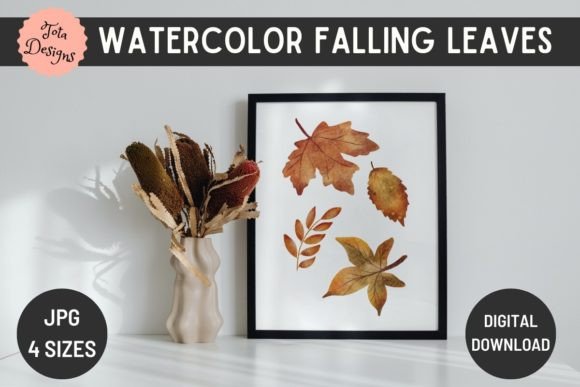 Download Watercolor Falling Leaves Wall Art Print - Falling leaves Collection
