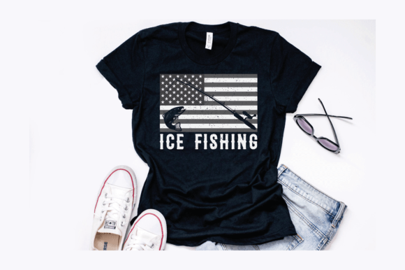 Download American Flag Ice Fishing Vintage Design - Vintage design Collection