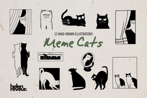 Download Funny Meme Cat Illustrations - Cat illustrations Collection