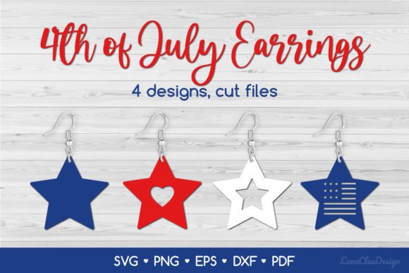 Download Star 4th of July Earrings SVG Cut Files - Earrings Collection