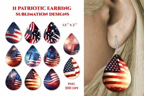 Download Patriotic Earrings. Earring Sublimation - Earrings Collection