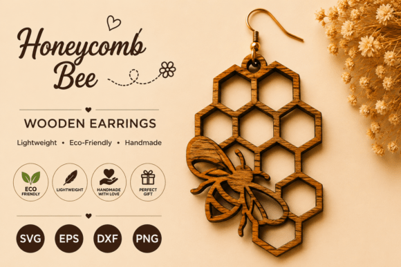 Download Wooden Bee Earrings SVG Laser Cut Files - Earrings Collection