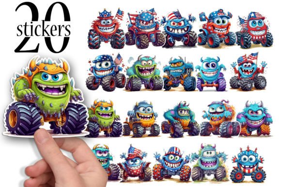 Download Stickers for Kids, Cute Monster Trucks - Kids Collection