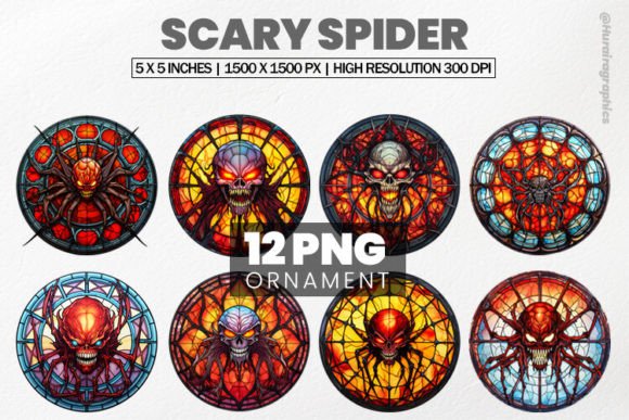 Download Scary Spider Stained Glass 12 Variation - Scary Collection