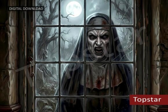 Download Scary Nun Creepy Old Face Spooky Window - Scary Collection