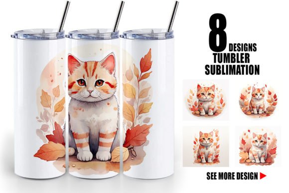 Download Tumbler Cat Among Falling Leaves - Falling leaves Collection